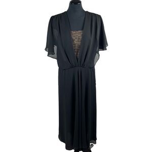 Ursula Of Switzerland Black Flowy Evening Midi Dress - Women’s 14